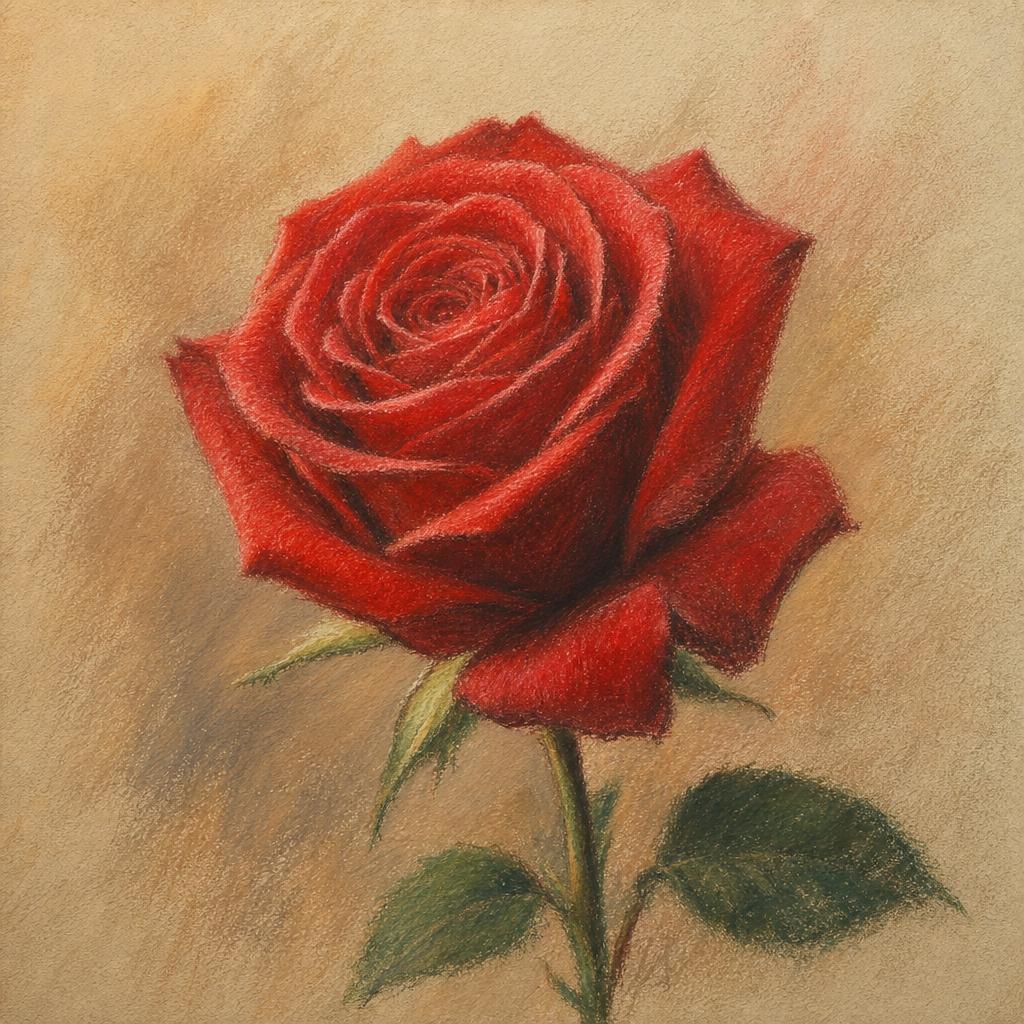 Рисунок розы пастелью